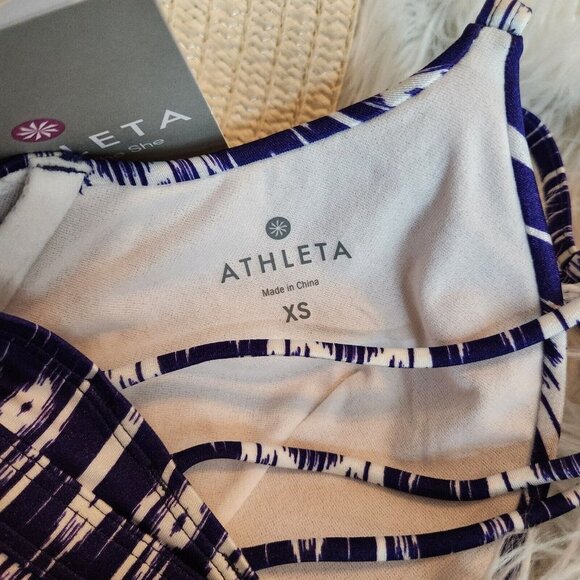 Athleta Aqualuxe Print Molded Bikini Top Blue Swimwear Women’s Sz XS NWT‎ - Picture 13 of 14